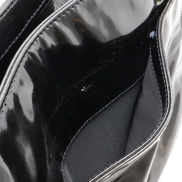 CHANEL Coco Mark Chain Shoulder Bag Tote Patent Leather Black - Picture 9 of 9